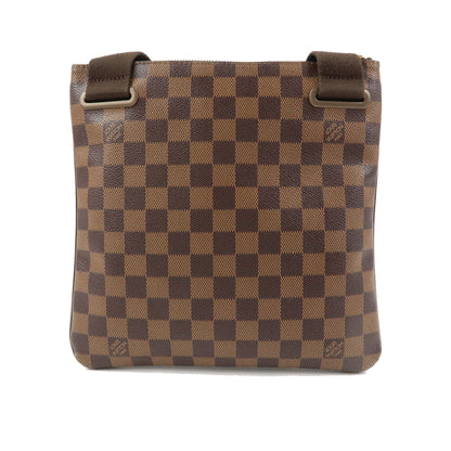 Louis Vuitton Brooklyn Pochette Plate Damier, Brown, Canvas, Clutch