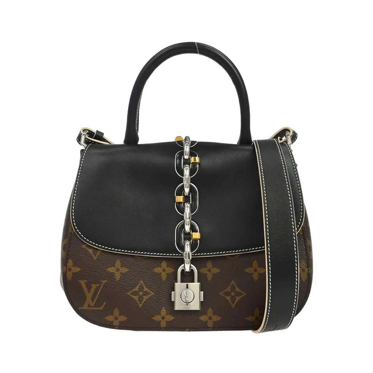 Louis Vuitton Chain It Monogram Canvas with Leather, Brown, Canvas, Handbag