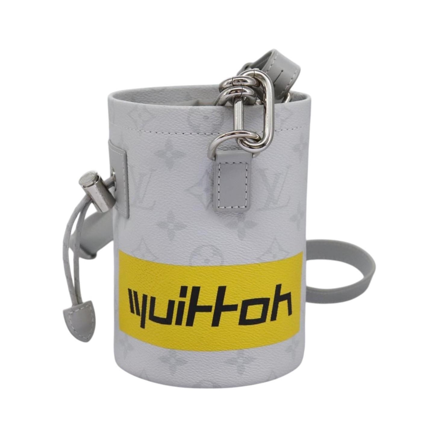 Louis Vuitton Chalk Nano Limited Edition Logo Story Monogram Canvas, Gray, Canvas, Clutch