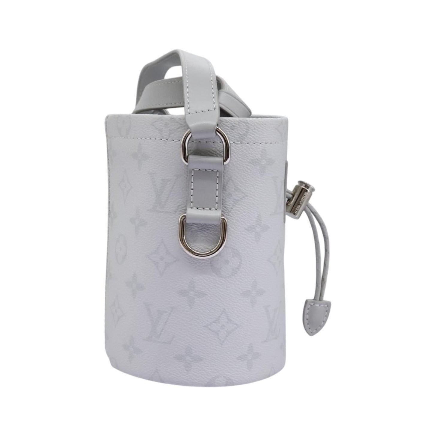 Louis Vuitton Chalk Nano Limited Edition Logo Story Monogram Canvas, Gray, Canvas, Clutch