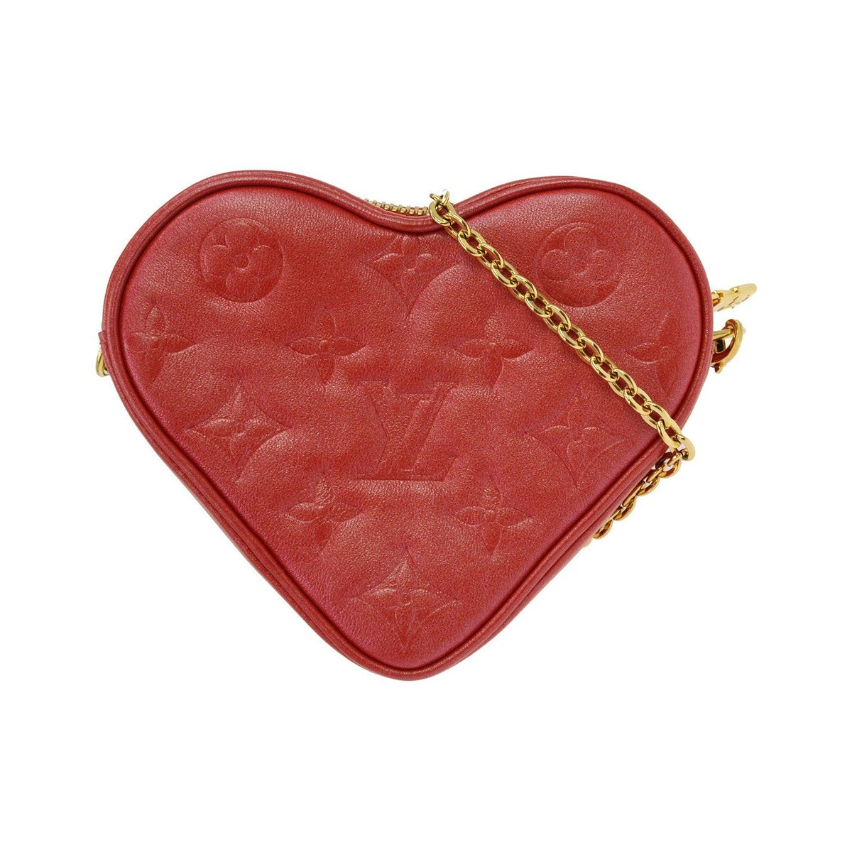 Louis Vuitton Coeur Heart on Chain Monogram Embossed Lambskin, Red, Leather, Handbag