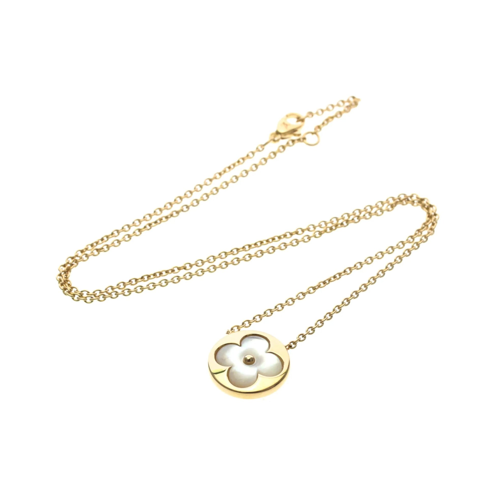 Louis Vuitton Color Blossom Medallion Pendant 18K Rose Gold with Mother of Pearl and Diamond, Gold, Pink Gold, Necklace
