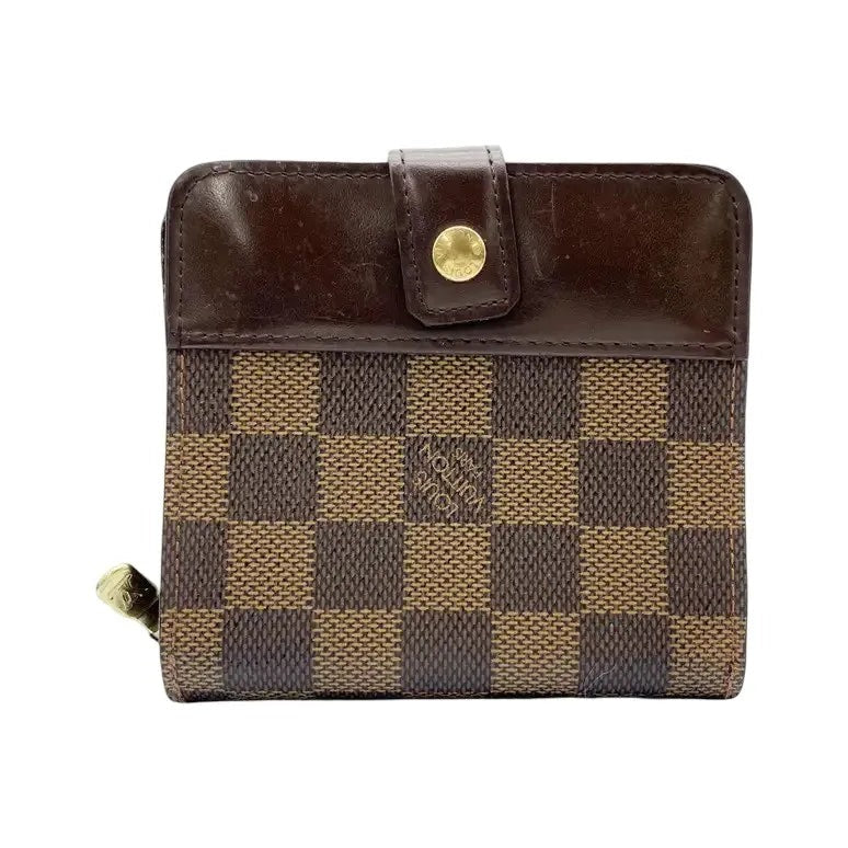Louis Vuitton Compact Zippe Damier, Brown, Canvas, Wallet