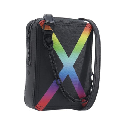 Louis Vuitton Danube Messenger Rainbow Taiga Leather, Black, Leather, Handbag