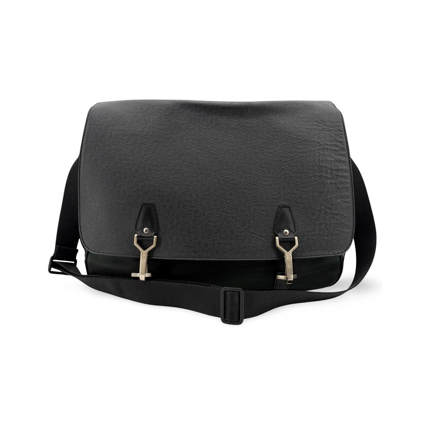 Louis Vuitton Dersou Taiga Leather and Canvas, Black, Leather, Shoulder Bag