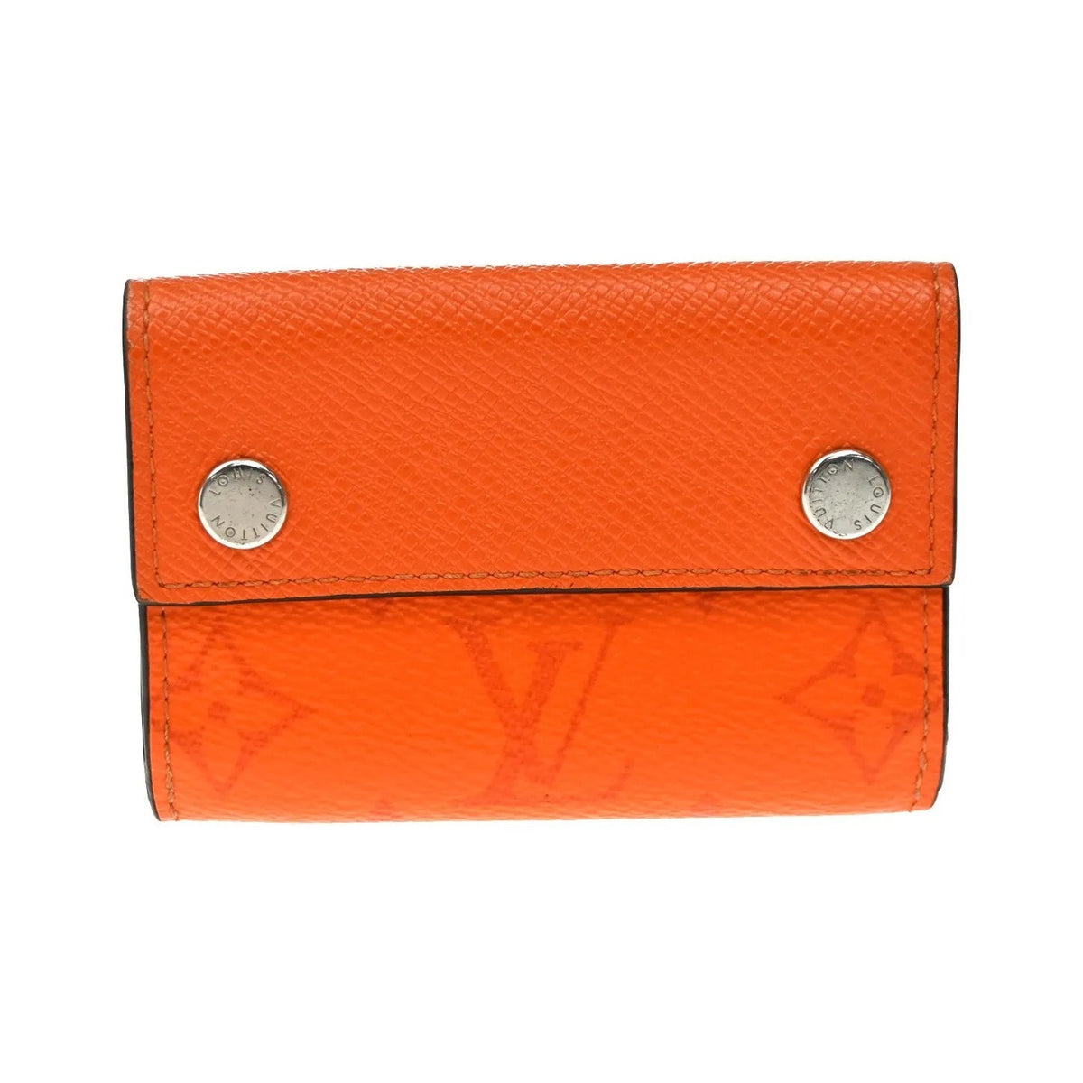 Louis Vuitton Discovery Monogram Taigarama, Orange, Leather, Wallet