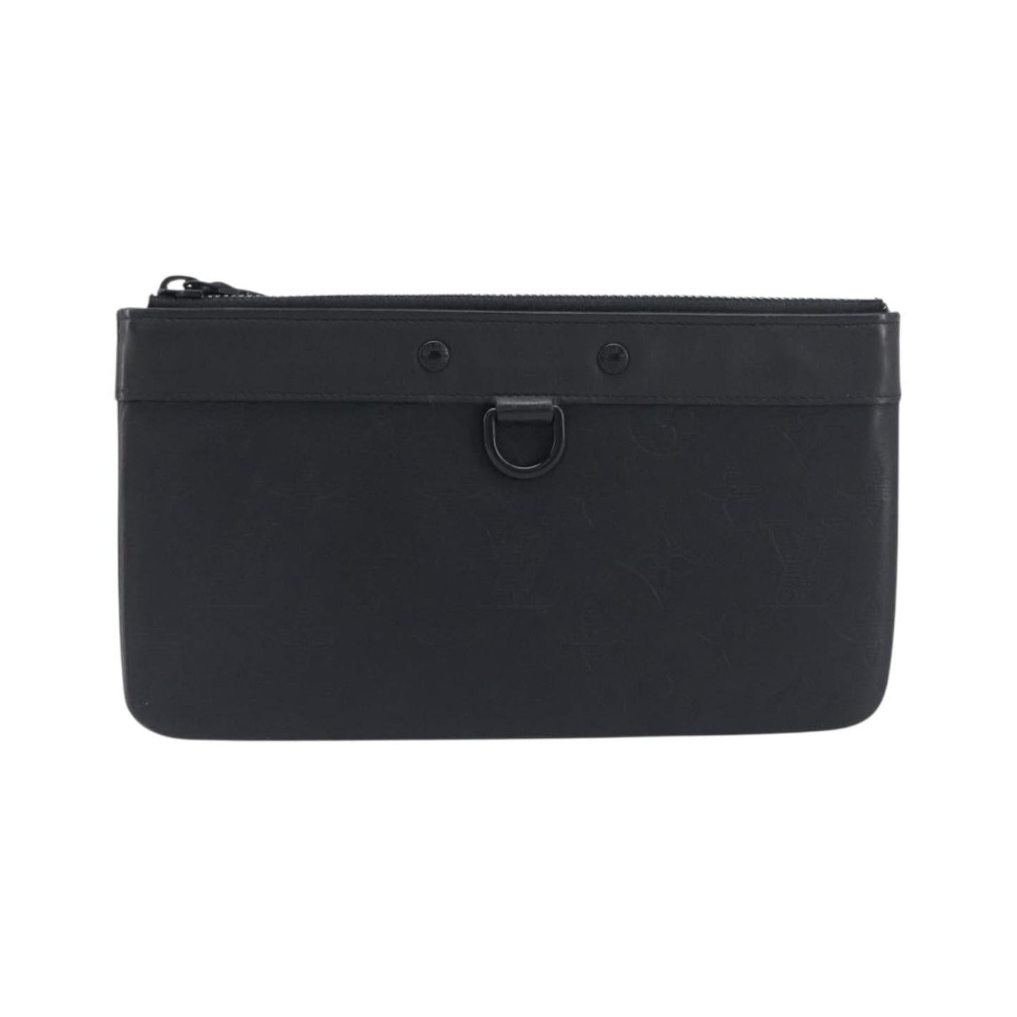 Louis Vuitton Discovery Pochette Monogram Shadow Leather, Black, Leather, Clutch