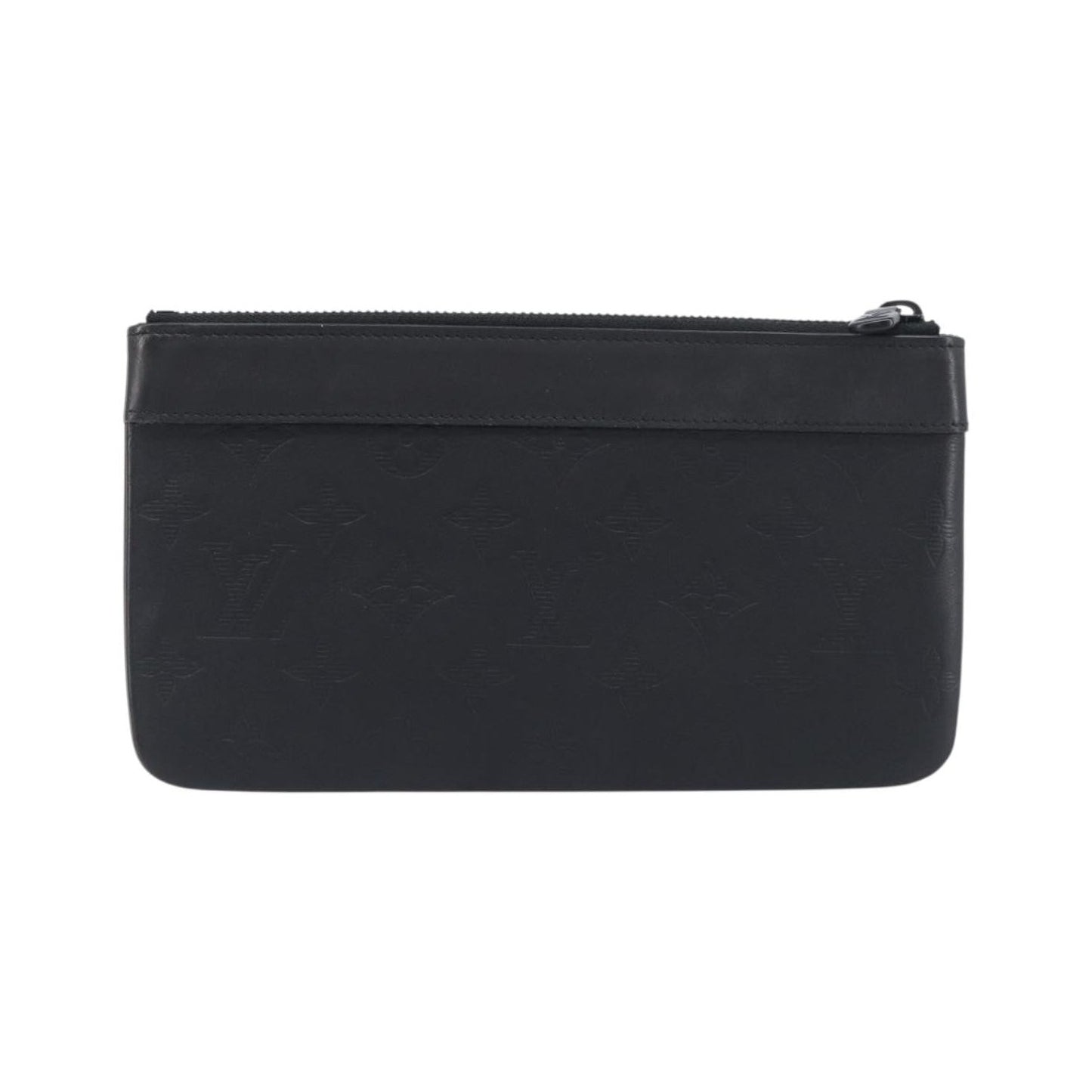 Louis Vuitton Discovery Pochette Monogram Shadow Leather, Black, Leather, Clutch