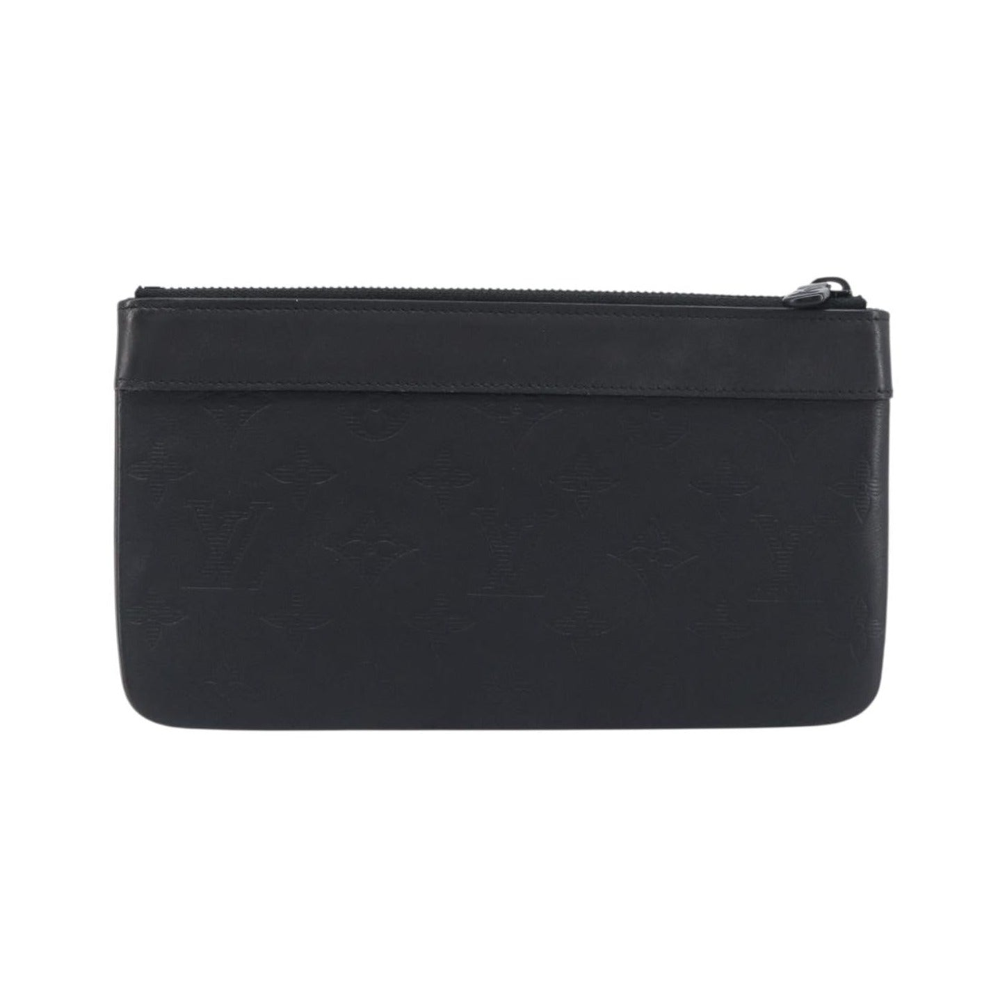 Louis Vuitton Discovery Pochette Monogram Shadow Leather, Black, Leather, Clutch