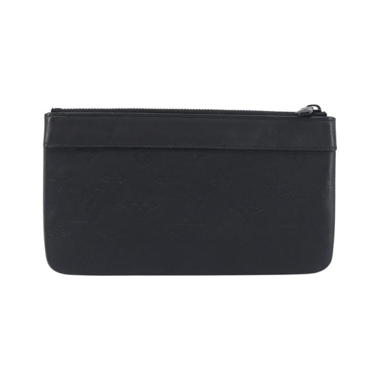 Louis Vuitton Discovery Pochette Monogram Shadow Leather, Black, Leather, Clutch