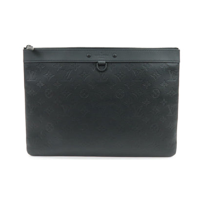 Louis Vuitton Discovery Pochette Monogram Shadow Leather, Black, Leather, Clutch