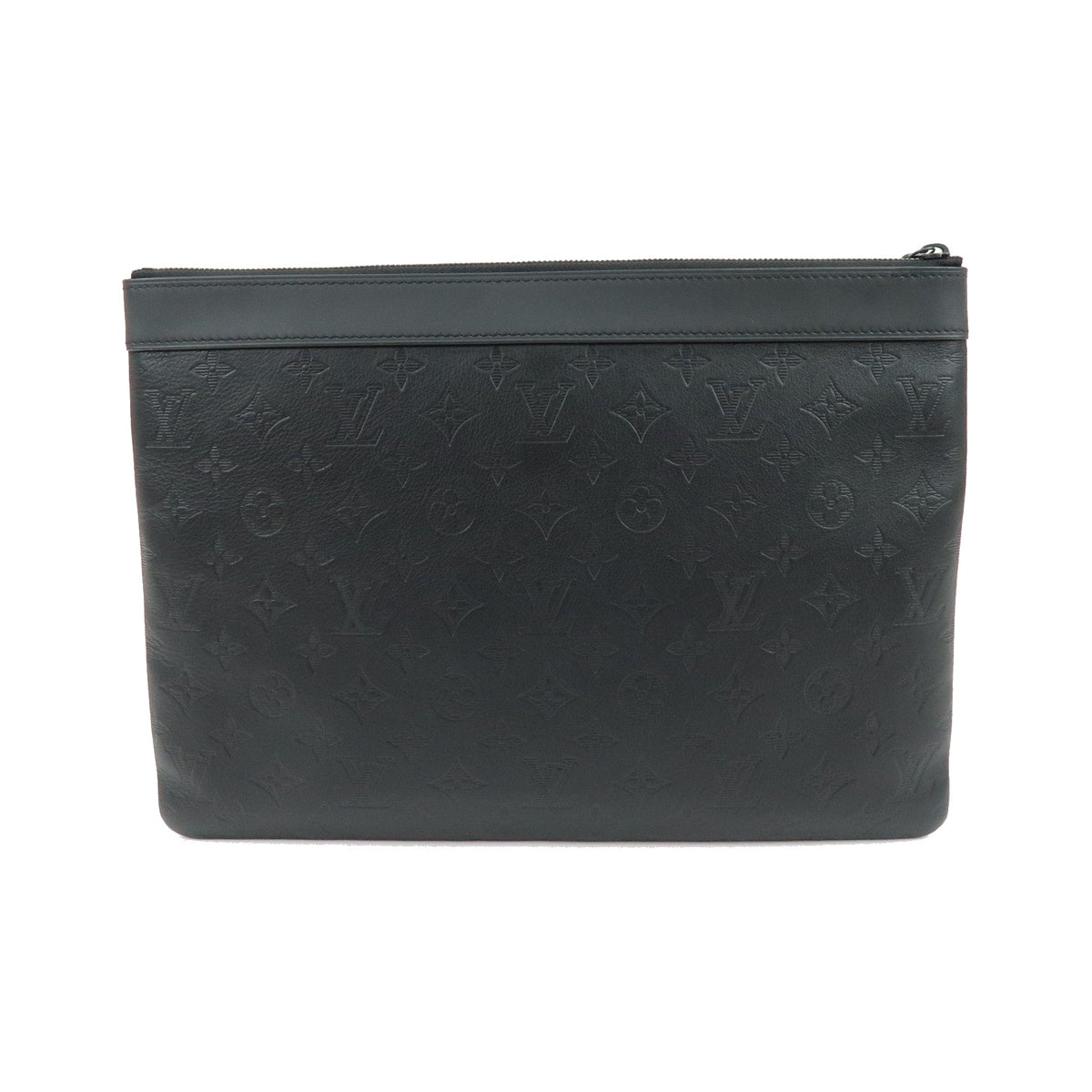 Louis Vuitton Discovery Pochette Monogram Shadow Leather, Black, Leather, Clutch