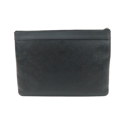 Louis Vuitton Discovery Pochette Monogram Shadow Leather, Black, Leather, Clutch