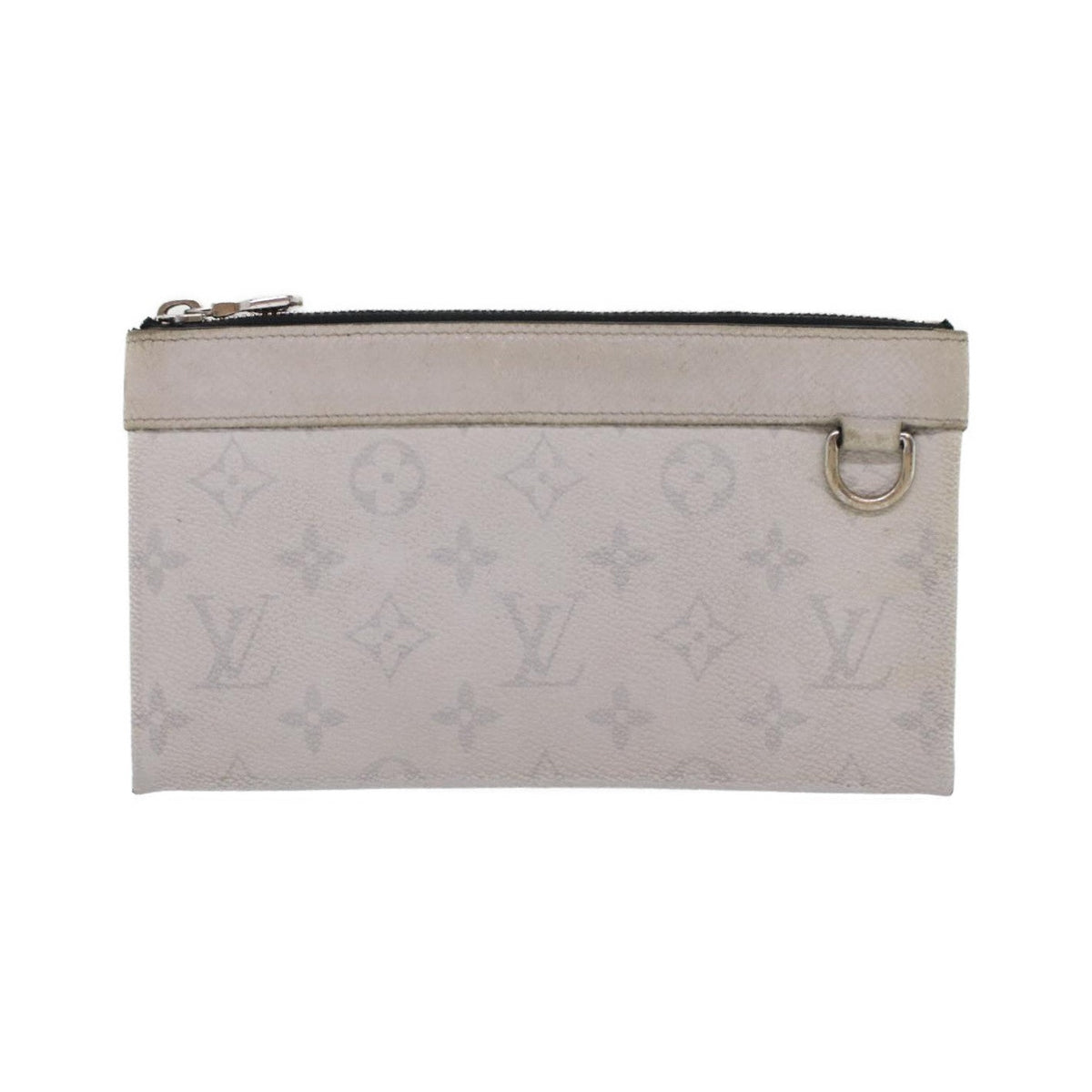 Louis Vuitton Discovery Pochette Monogram Taigarama, Gray, Leather, Clutch
