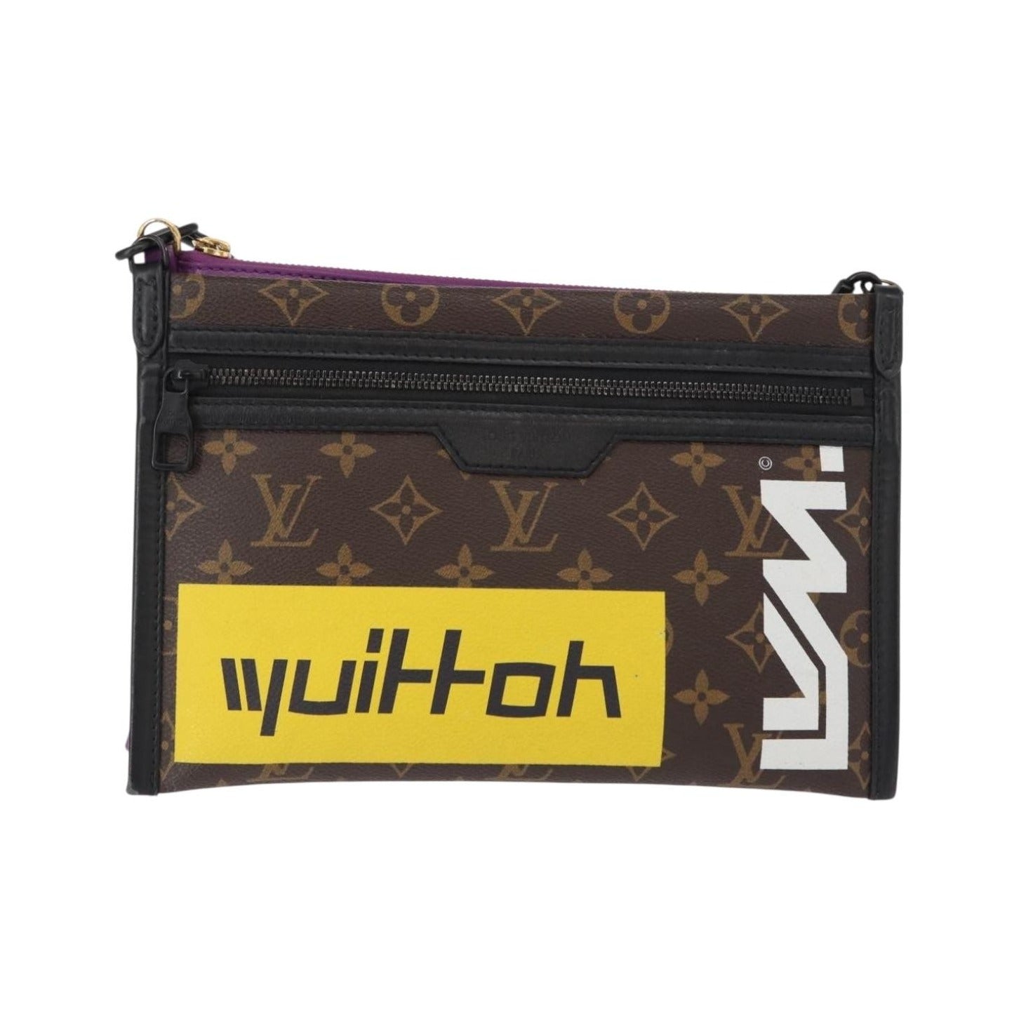 Louis Vuitton Double Flat Messenger Limited Edition Logo Story Monogram Canvas and Denim, Multicolour, Canvas, Shoulder Bag