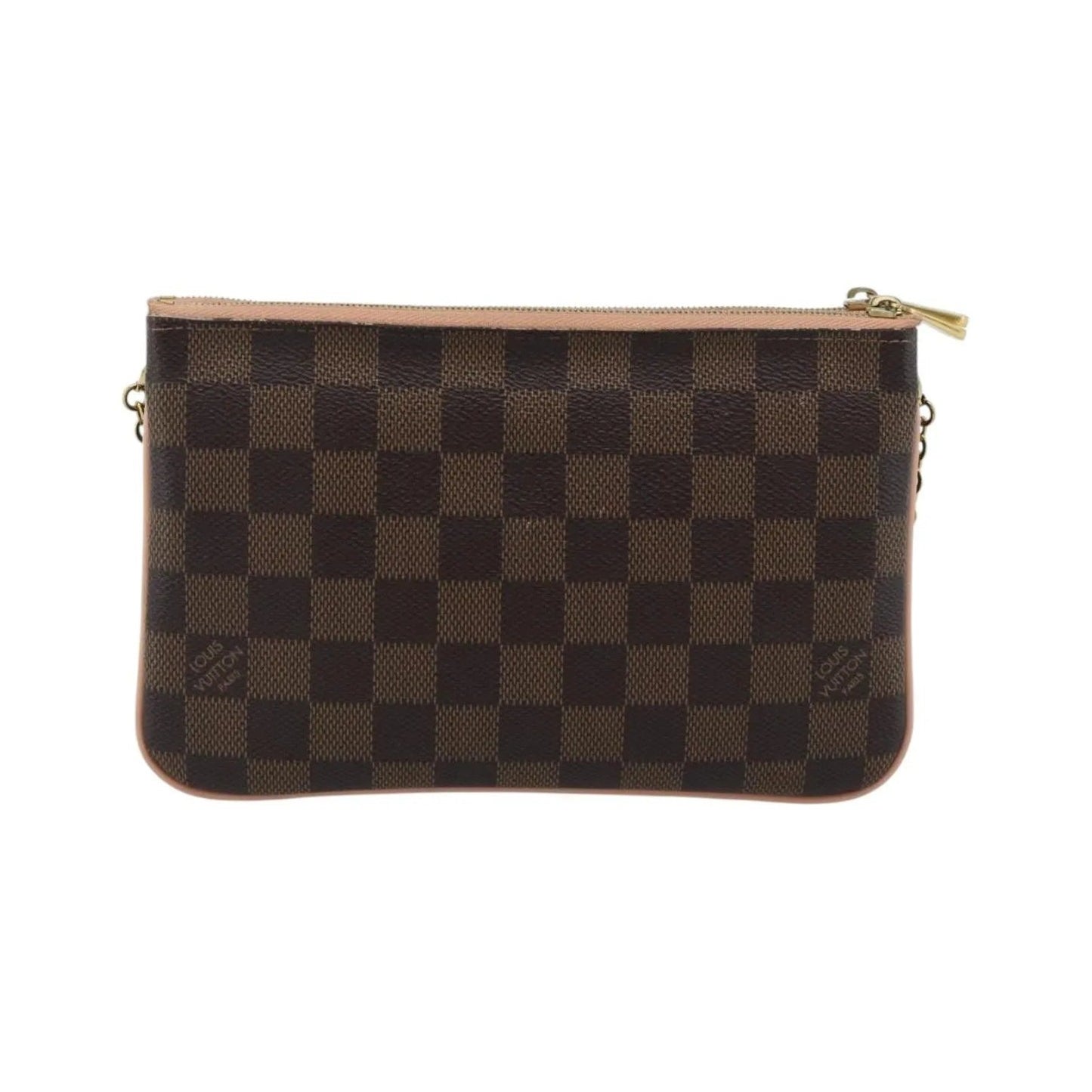 Louis Vuitton Double Zip Pochette Damier, Brown, Canvas, Clutch