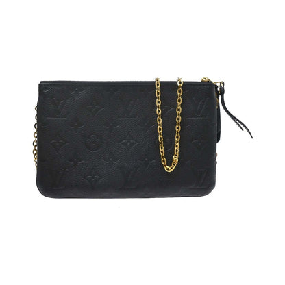 Louis Vuitton Double Zip Pochette Monogram Empreinte Leather, Black, Leather, Clutch