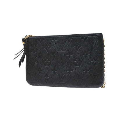 Louis Vuitton Double Zip Pochette Monogram Empreinte Leather, Black, Leather, Clutch