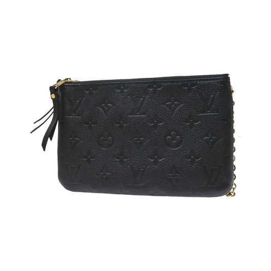 Louis Vuitton Double Zip Pochette Monogram Empreinte Leather, Black, Leather, Clutch