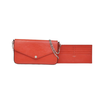 Louis Vuitton Felicie Chain Epi Leather, Red, Leather, Clutch