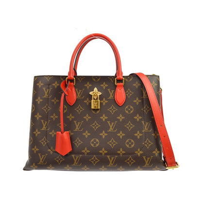 Louis Vuitton Flower Tote Monogram Canvas with Leather, Brown, Canvas, Handbag