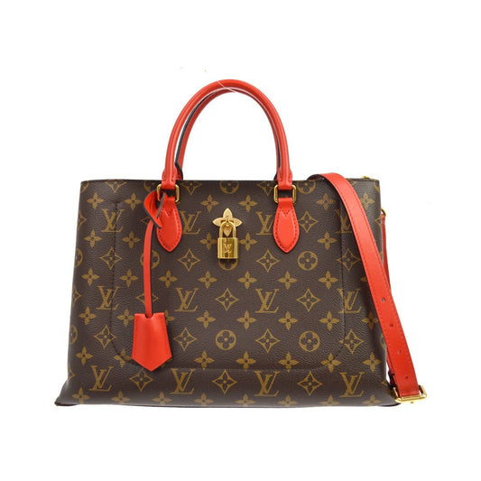 Louis Vuitton Flower Tote Monogram Canvas with Leather, Brown, Canvas, Handbag
