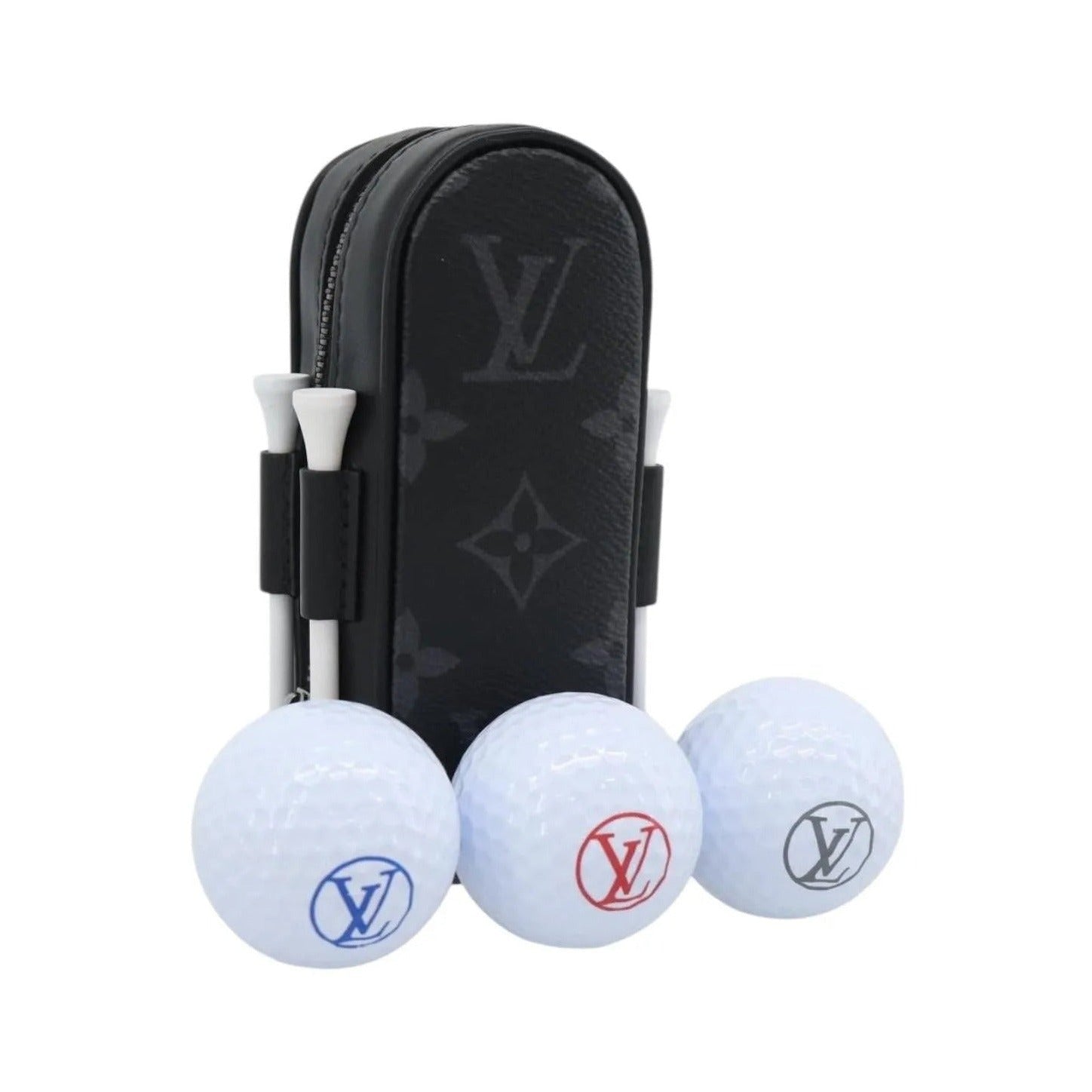 Louis Vuitton golf ball case monogram, Black, Canvas, Clutch