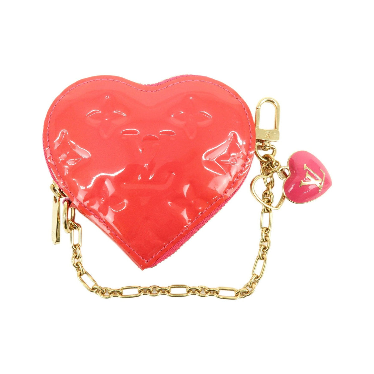 Louis Vuitton Heart Coin Purse Monogram Vernis, Pink, Patent Leather, Clutch