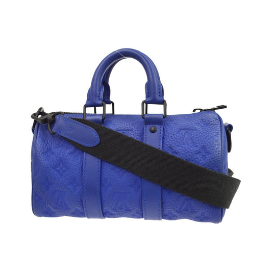 Louis Vuitton Keepall Bandouliere Monogram Taurillon Leather, Blue, Leather, Travel Bag