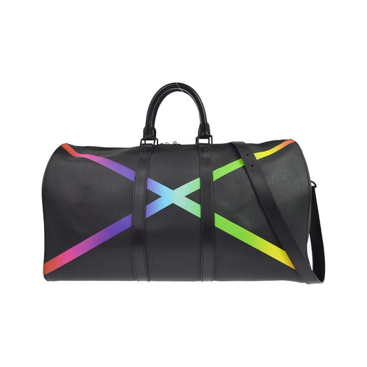Louis Vuitton Keepall Bandouliere Rainbow Taiga Leather, Black, Leather, Travel Bag