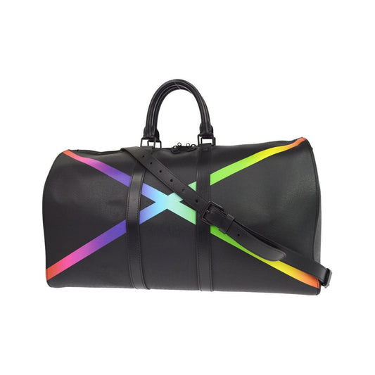 Louis Vuitton Keepall Bandouliere Rainbow Taiga Leather, Black, Leather, Travel Bag