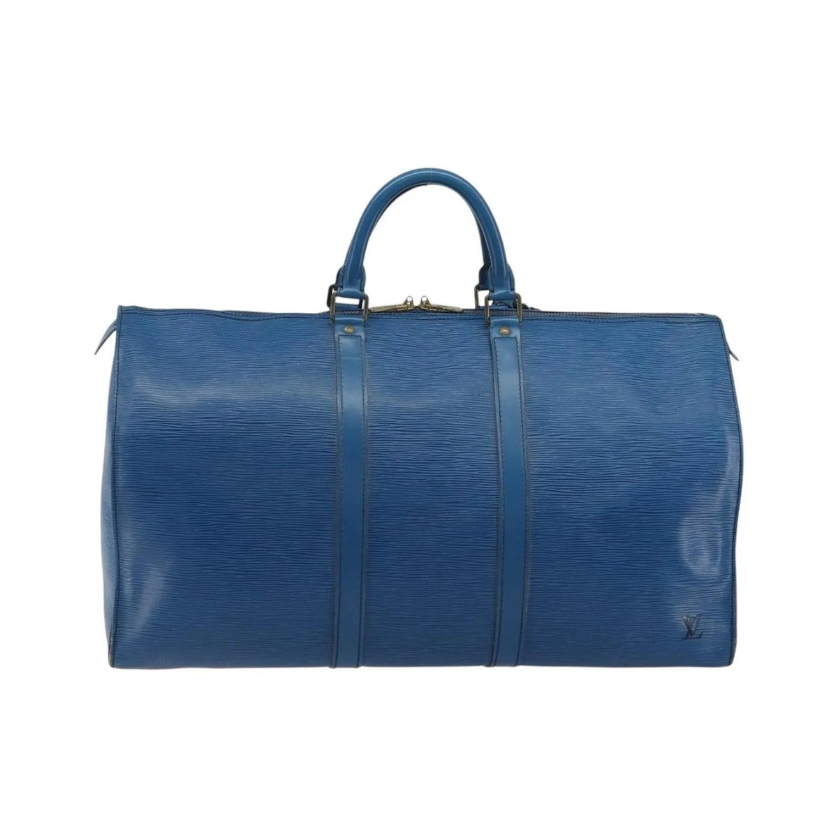 Louis Vuitton Keepall Epi, Blue, Leather, Travel Bag