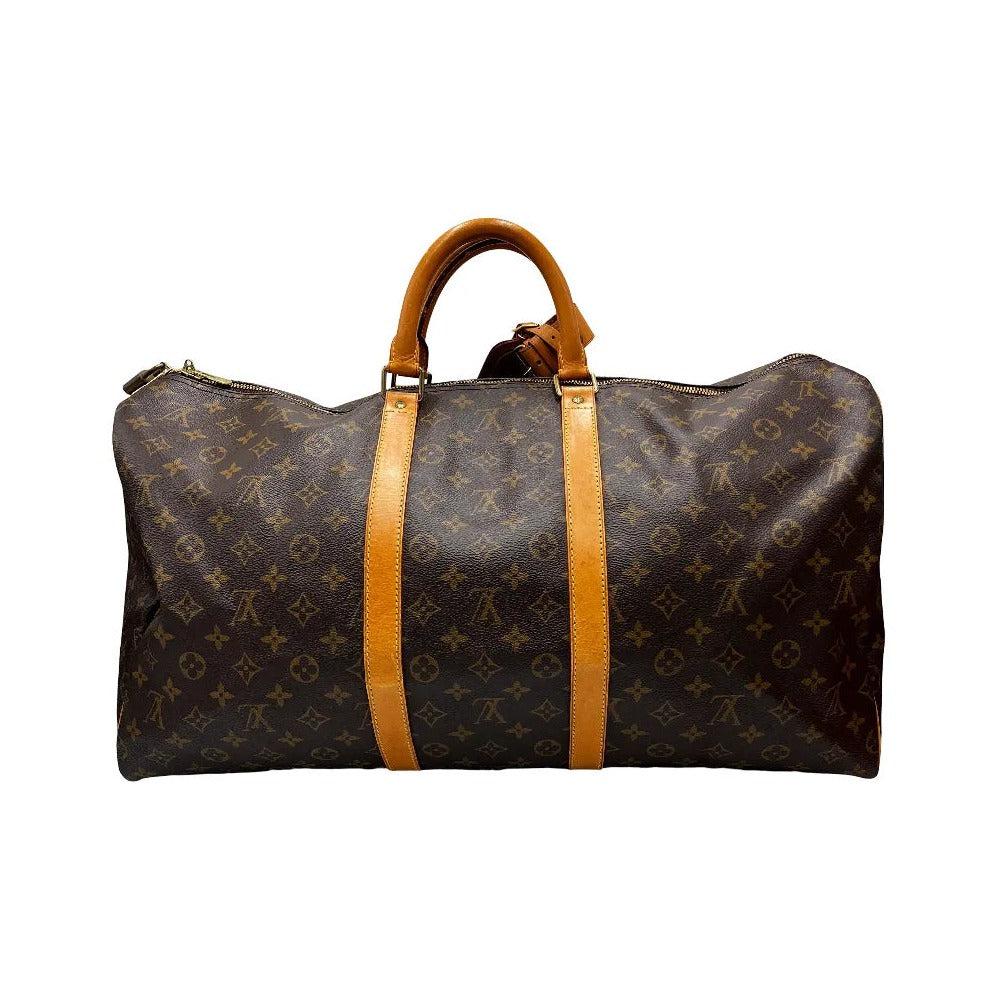 Louis Vuitton Keepall Monogram Canvas with LV Friends Patch, Brown, Canvas, Travel Bag