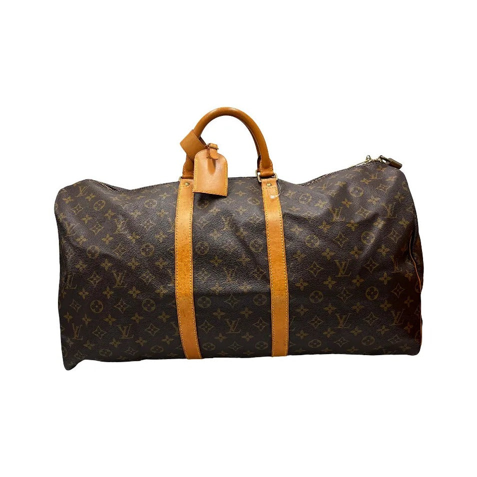 Louis Vuitton Keepall Monogram Canvas with LV Friends Patch, Brown, Canvas, Travel Bag