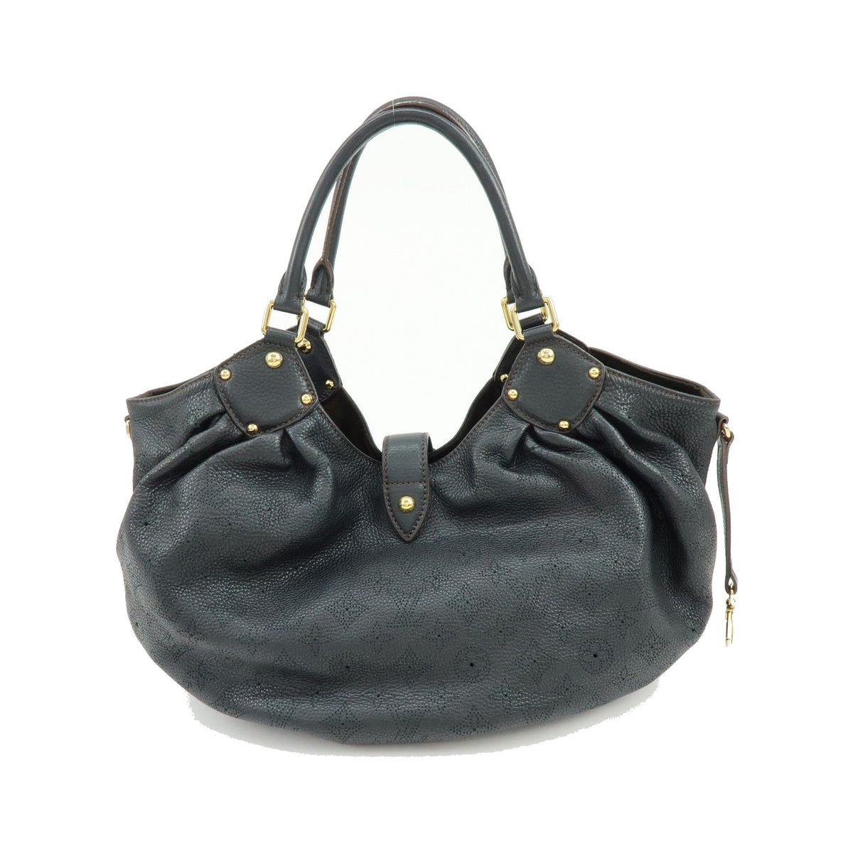 Louis Vuitton L Hobo Mahina Leather, Black, Leather, Shoulder Bag