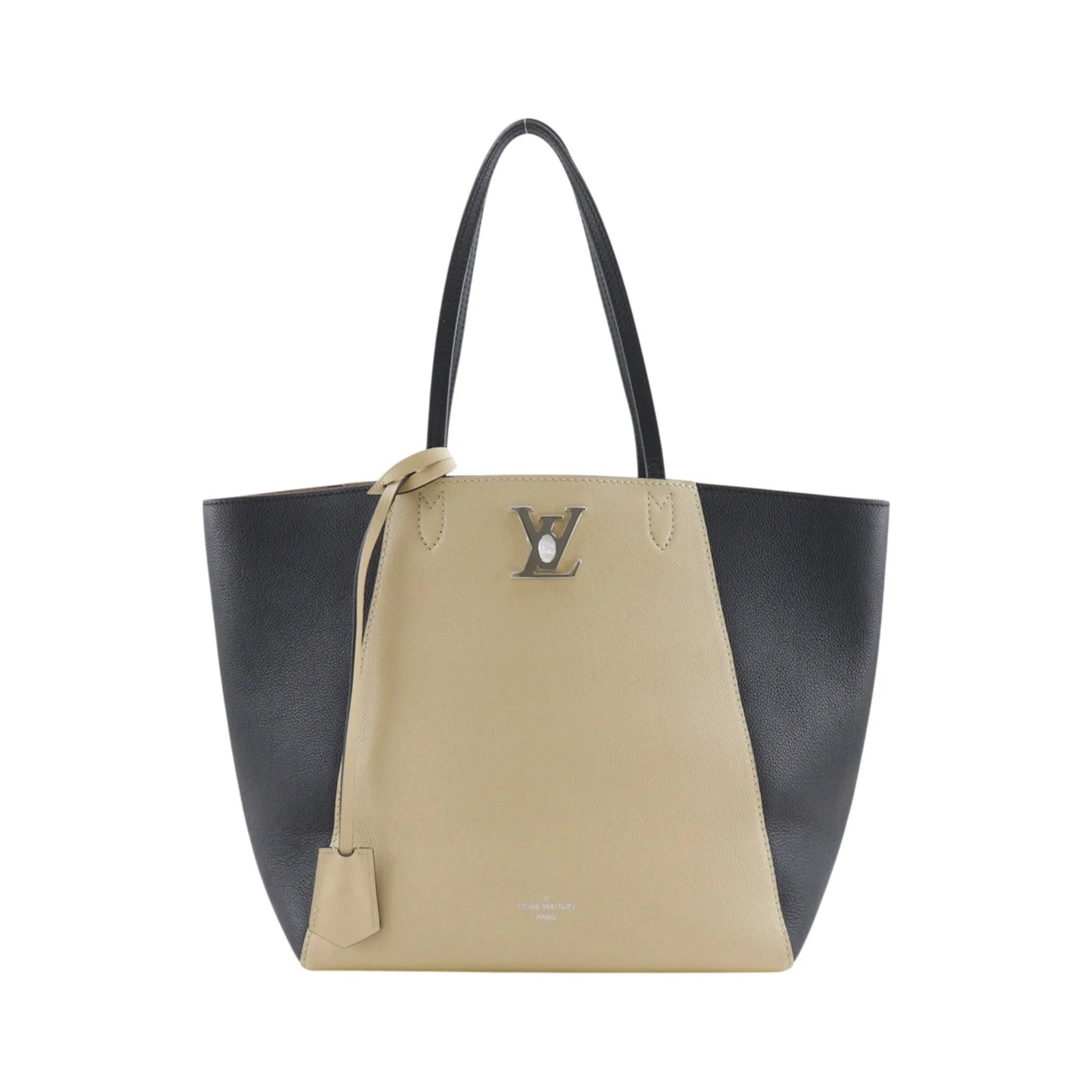 Louis Vuitton Lockme Cabas Leather, Beige, Leather, Tote Bag