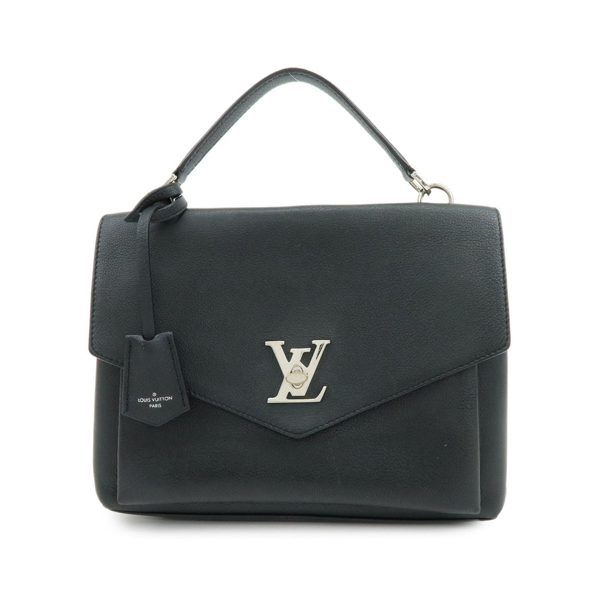 Louis Vuitton Lockme Ever Leather, Black, Leather, Handbag