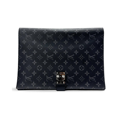 Louis Vuitton Lockme Pouch Leather, Black, Canvas, Clutch