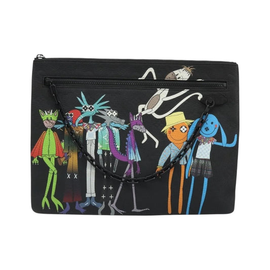 Louis Vuitton LV Friends A4 Printed Monogram Taurillon Leather, Black, Canvas, Clutch