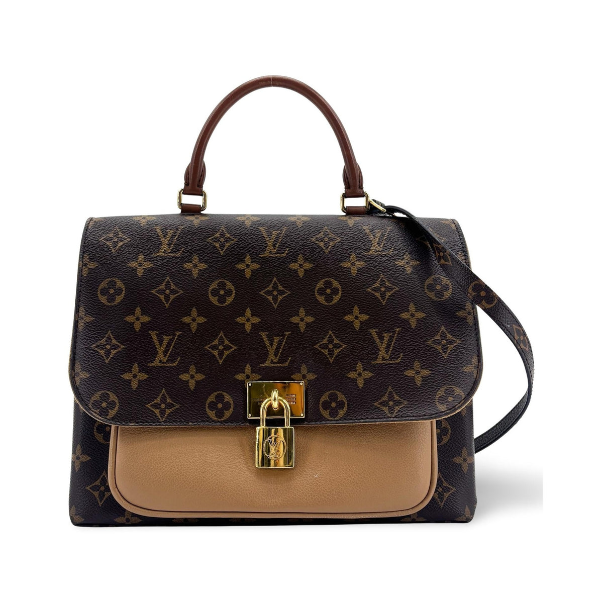 Louis Vuitton Marignan Monogram Canvas with Leather, Brown, Canvas, Handbag