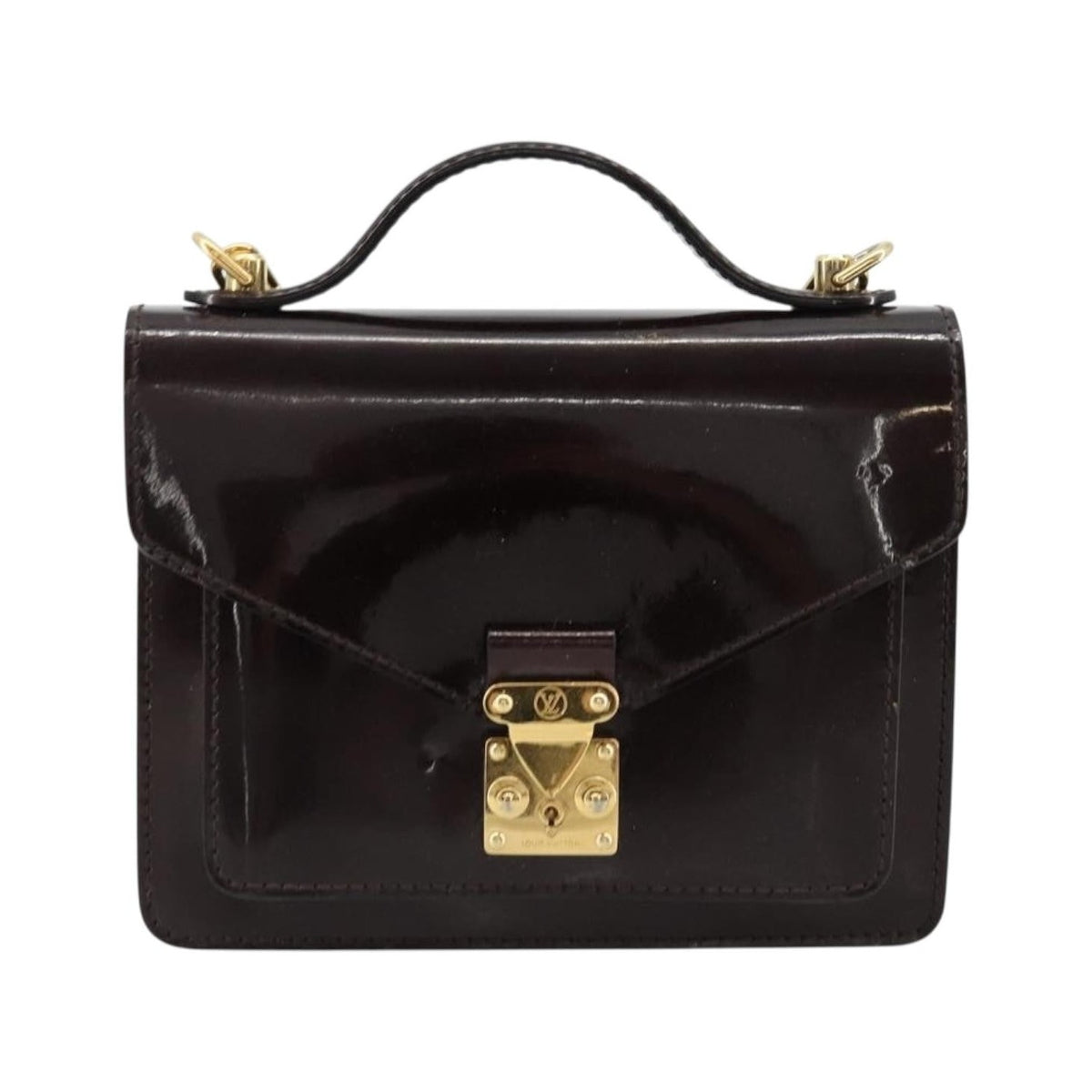 Louis Vuitton Monceau Vernis, Burgundy, Patent Leather, Handbag