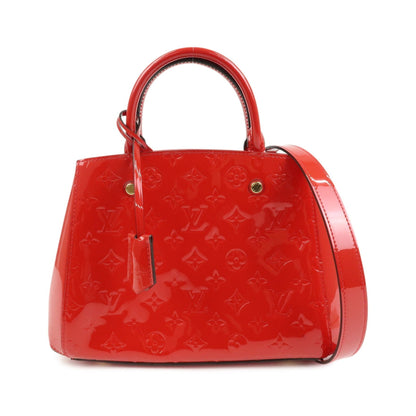Louis Vuitton Montaigne Monogram Vernis, Red, Patent Leather, Handbag