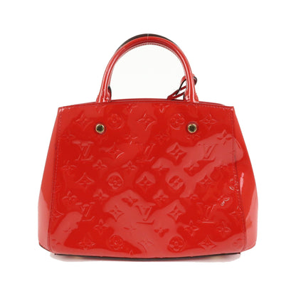 Louis Vuitton Montaigne Monogram Vernis, Red, Patent Leather, Handbag
