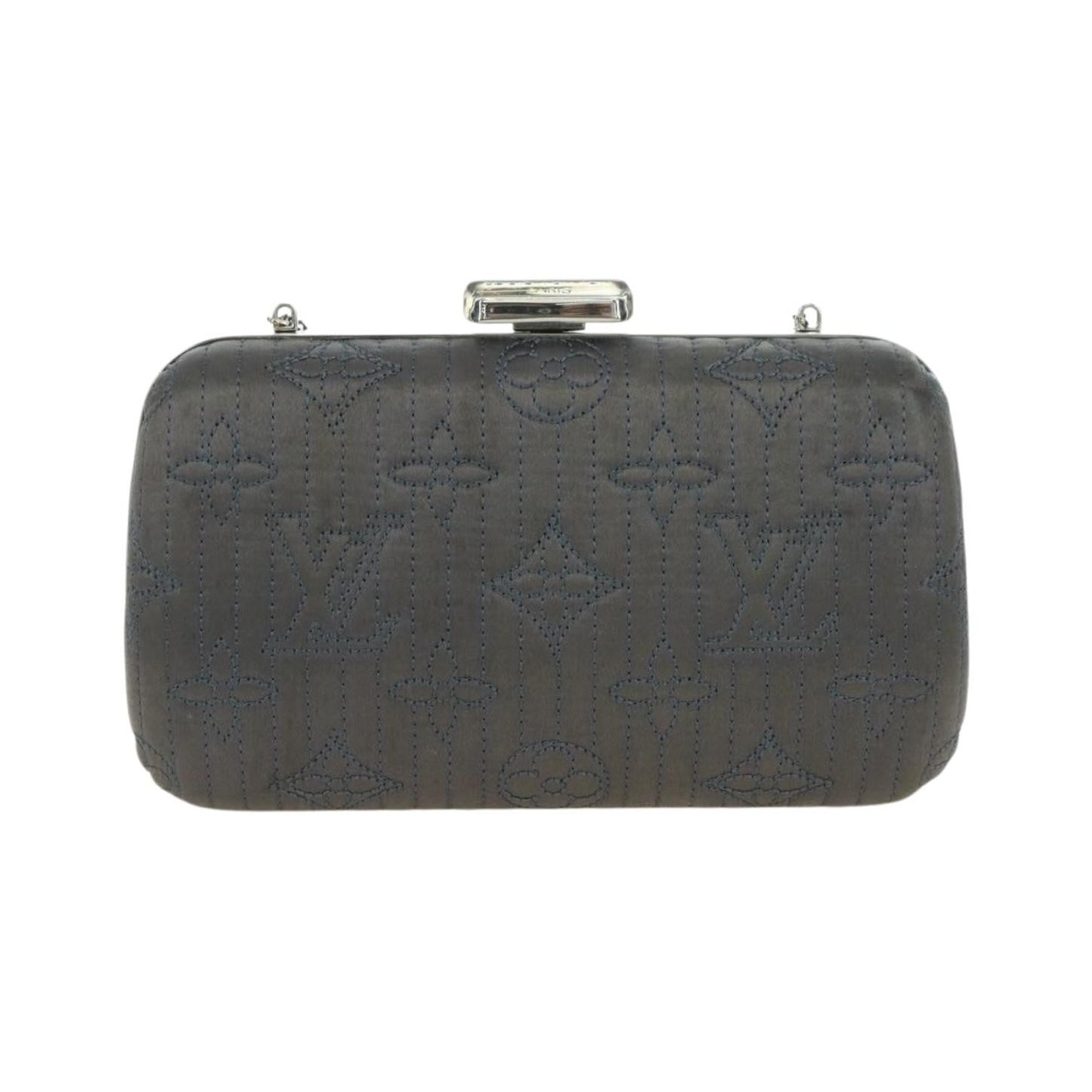 Louis Vuitton Motard Minaudiere Monogram Satin, Gray, Satin, Clutch