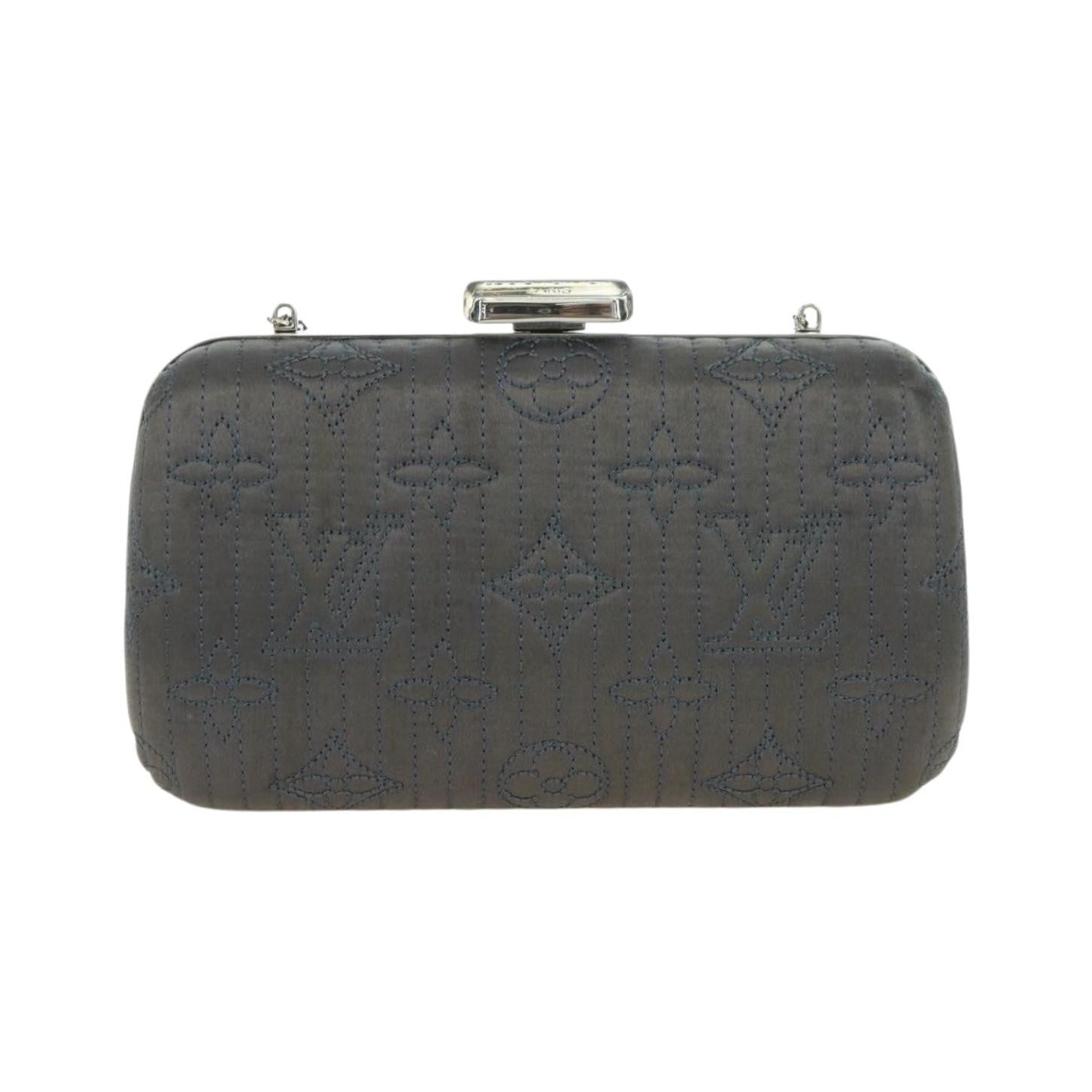 Louis Vuitton Motard Minaudiere Monogram Satin, Gray, Satin, Clutch