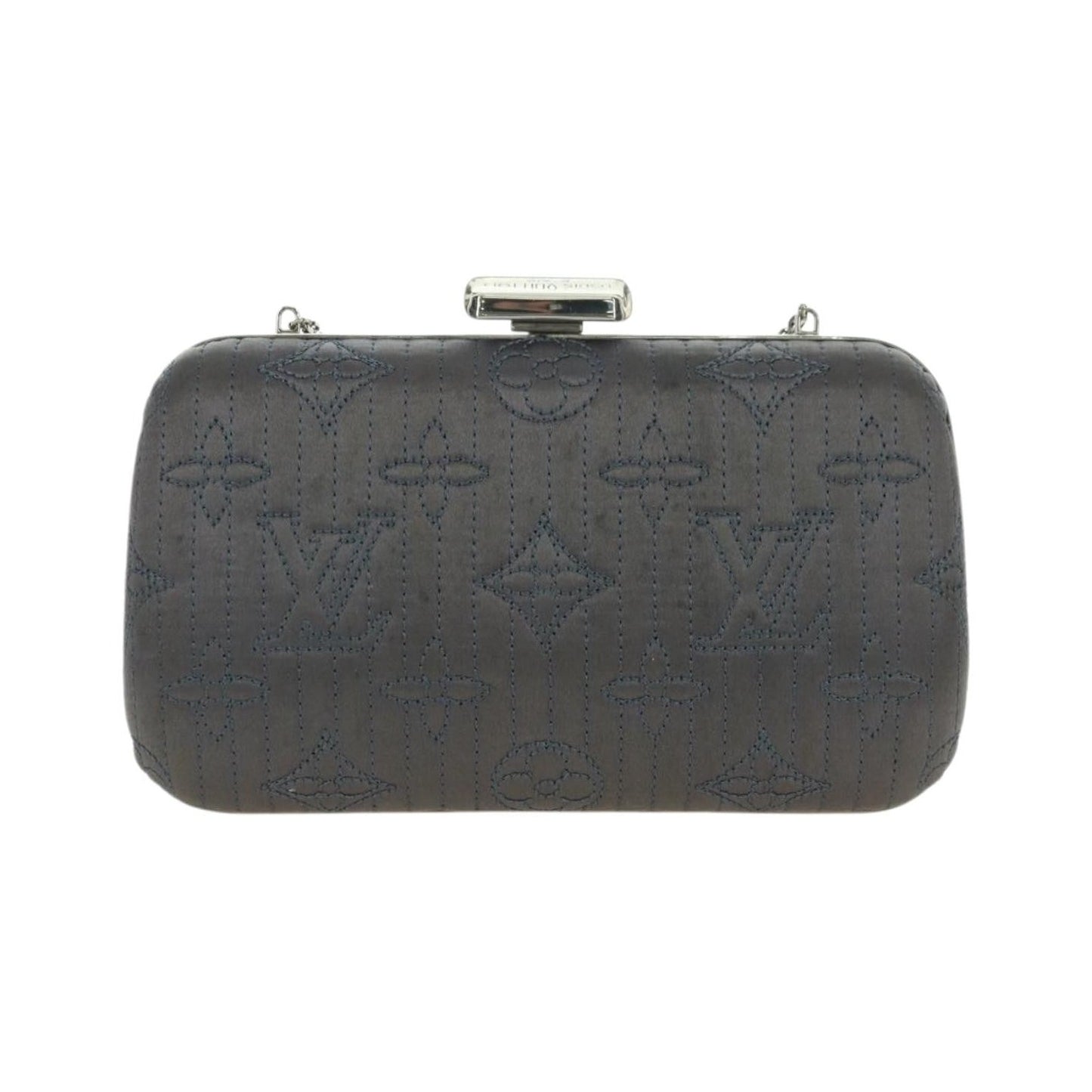 Louis Vuitton Motard Minaudiere Monogram Satin, Gray, Satin, Clutch
