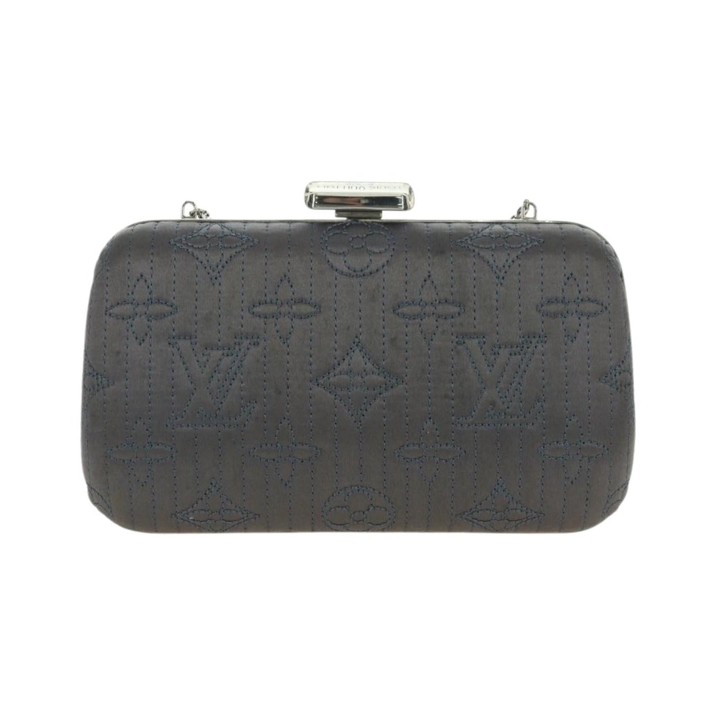 Louis Vuitton Motard Minaudiere Monogram Satin, Gray, Satin, Clutch
