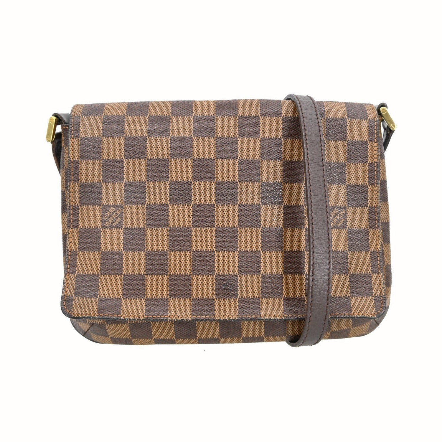 Louis Vuitton Musette Tango Damier Ebene, Brown, Canvas, Shoulder Bag