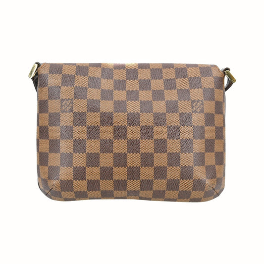 Louis Vuitton Musette Tango Damier Ebene, Brown, Canvas, Shoulder Bag