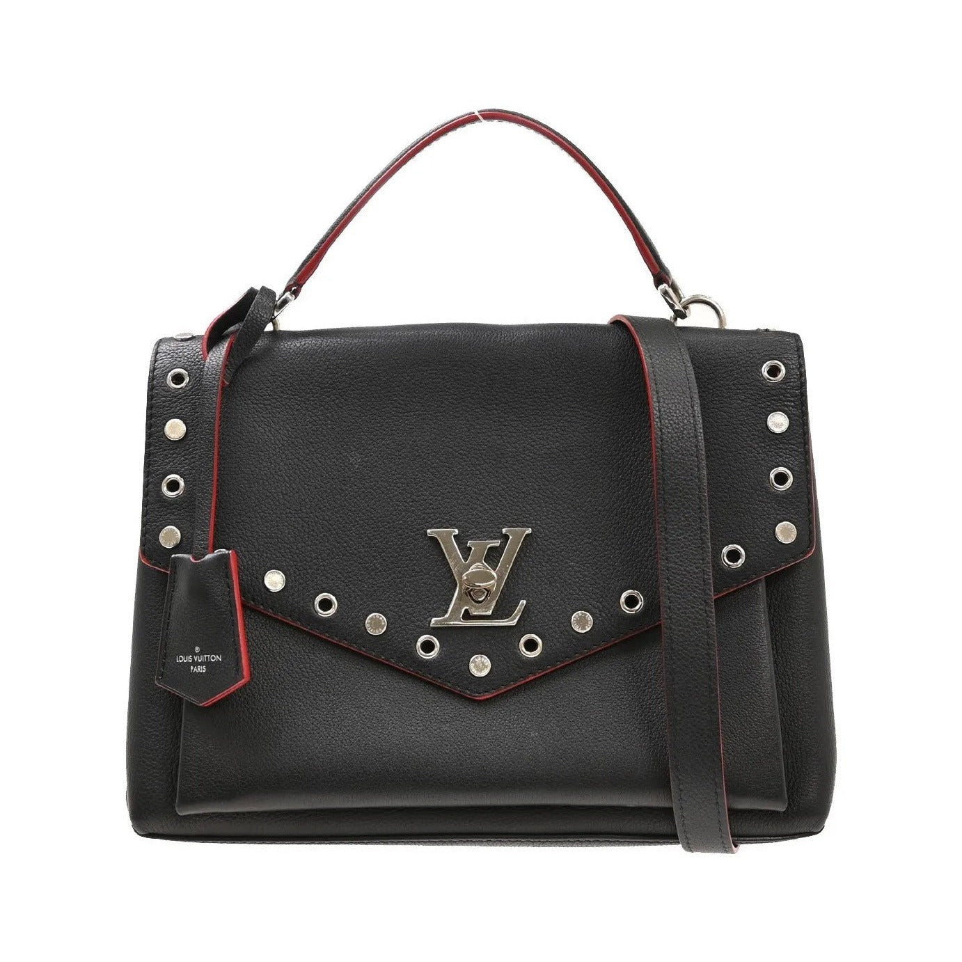 Louis Vuitton Mylockme Studded Leather, Black, Leather, Shoulder Bag